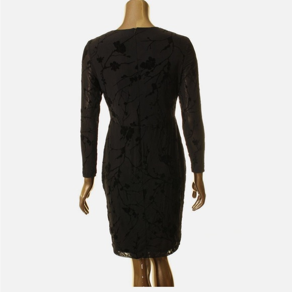 LAUREN RALPH LAUREN WOMEN'S FLOCKED FLORAL VELVET DRESS Navy Blue - Picture 5 of 7